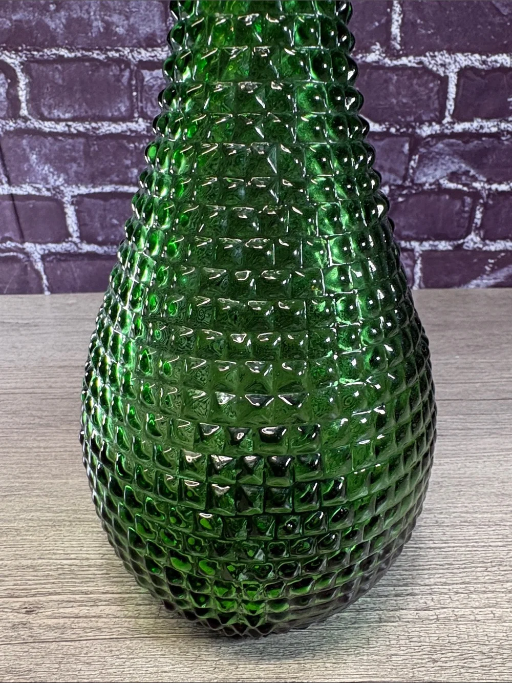 Vintage Green Diamond Glass Genie Bottle